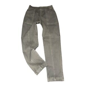 Spanx Stretch Twill Cargo Pants Womens Medium Olive Green Straight Leg High Rise